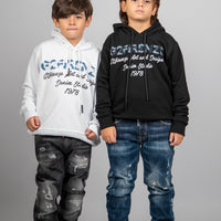 FELPA CON CAPPUCCIO - RICAMO DENIM