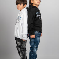 FELPA CON CAPPUCCIO - RICAMO DENIM