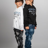 FELPA CON CAPPUCCIO - RICAMO DENIM