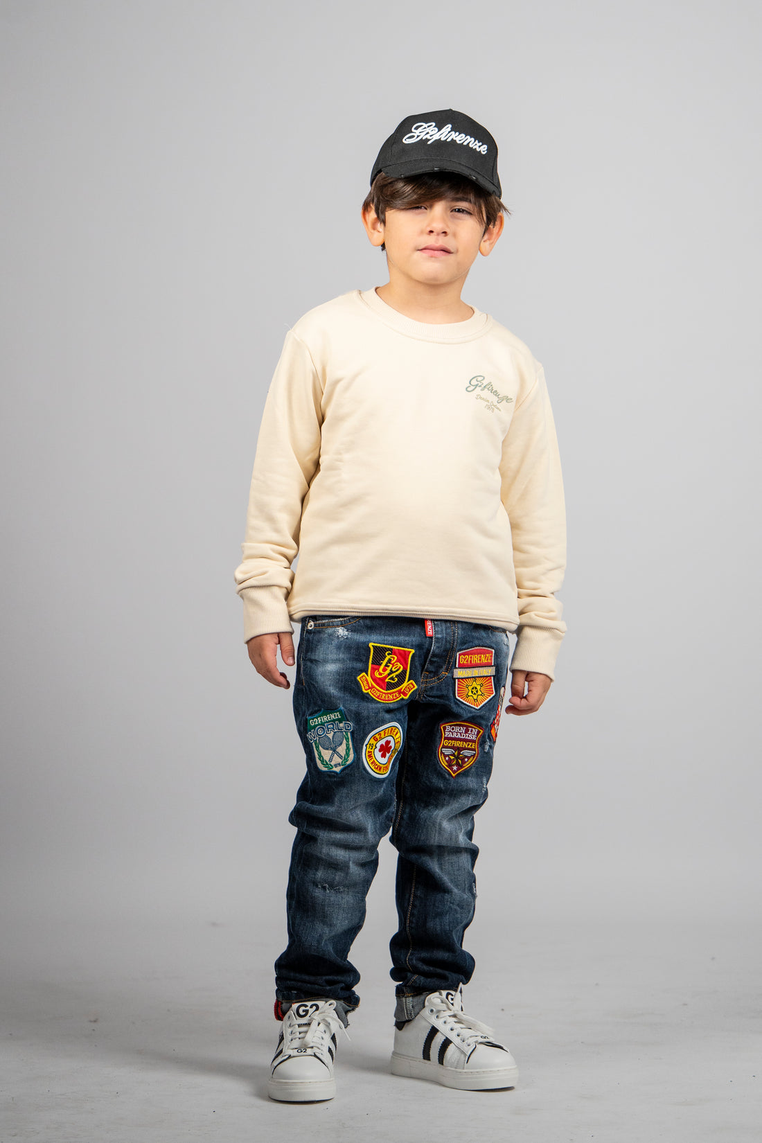 FELPA GIROCOLLO - BROKEN DENIM