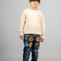 FELPA GIROCOLLO - BROKEN DENIM