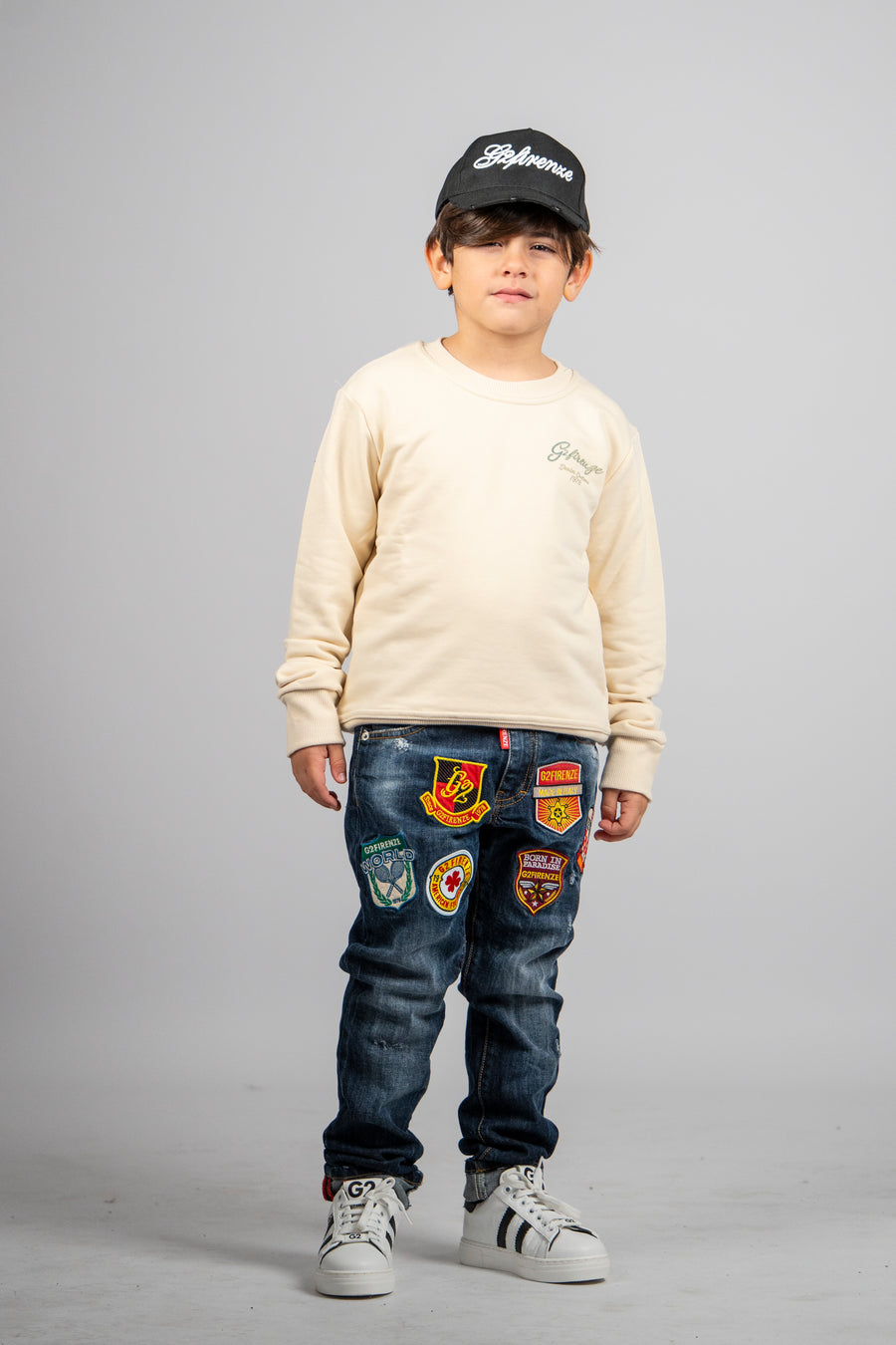 FELPA GIROCOLLO - BROKEN DENIM