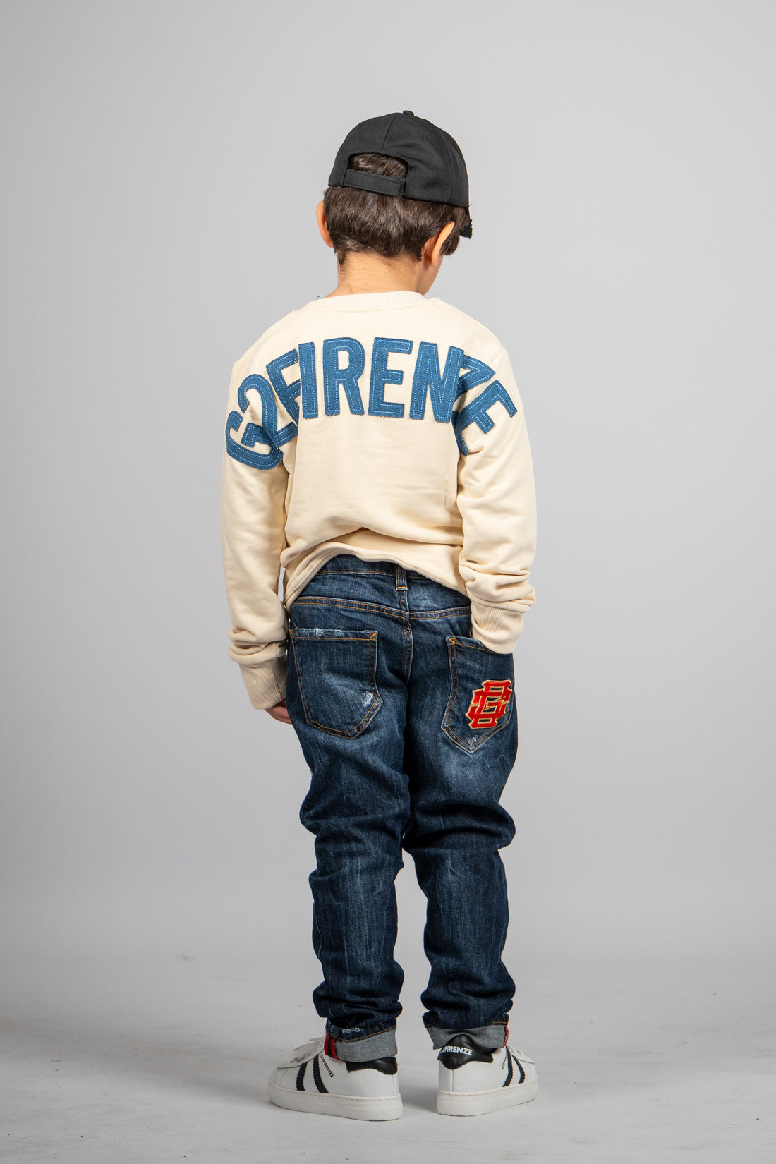 FELPA GIROCOLLO - BROKEN DENIM