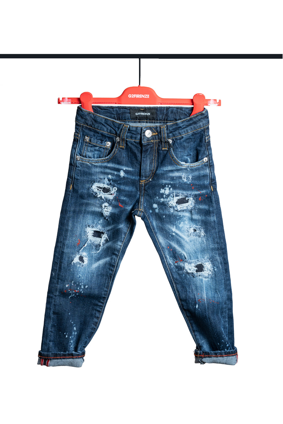 JEANS - SUPER BLEACH SCHIZZI ROSSI