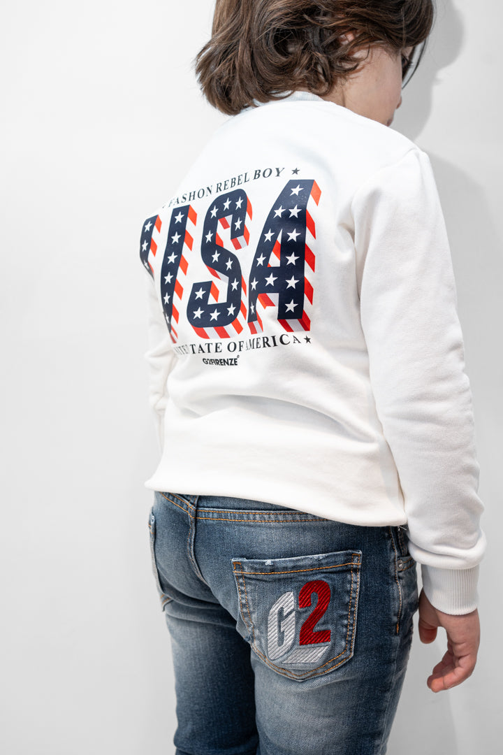 FELPA BASIC - USA - BIANCO