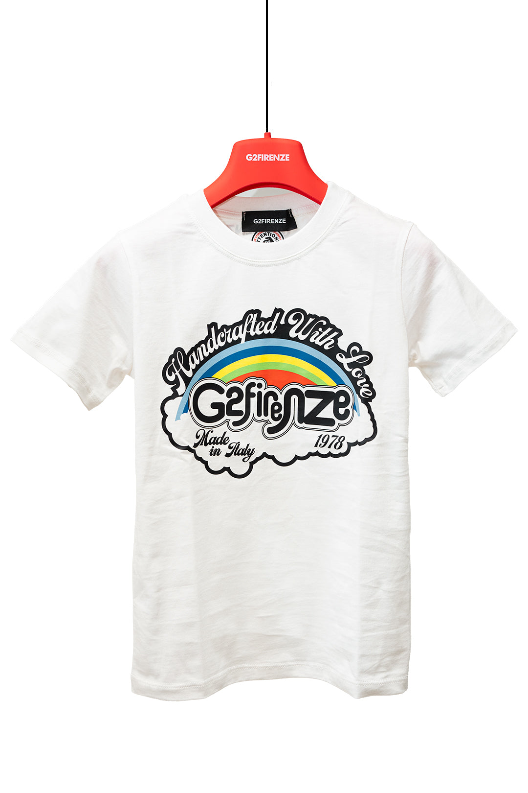 T-SHIRT SLIM - RAIMBOW - BIANCO