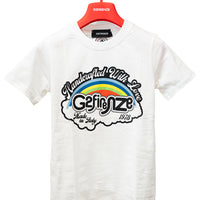 T-SHIRT SLIM - RAIMBOW - BIANCO